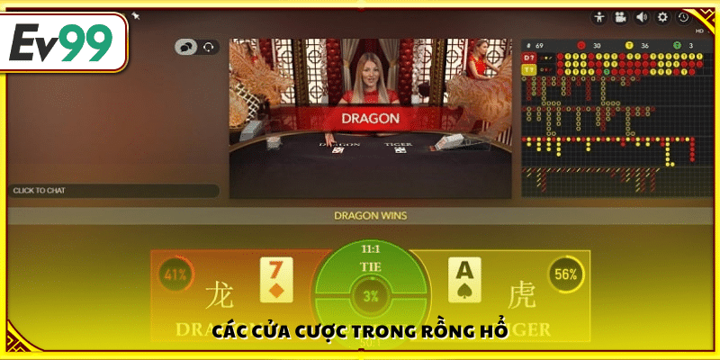 Lựa chọn cược trong cách chơi rồng hổ online